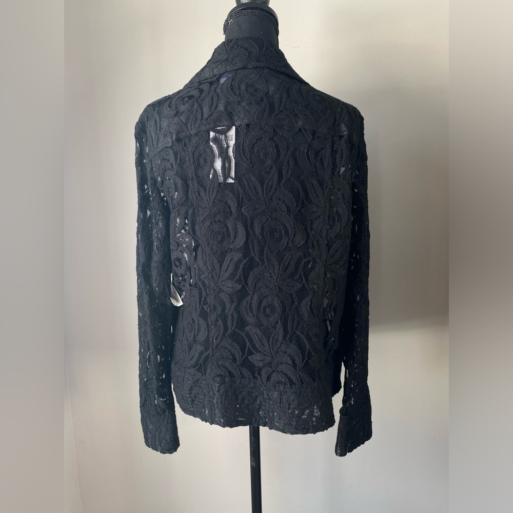 Women’s Chicos Size 2 large NWT Black lace moto jacket - Picture 5 of 10